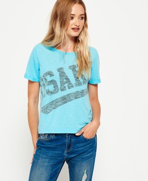 Superdry Osaka 6 Fluro Boxy Női Pólók Kék | PJEOQ6531